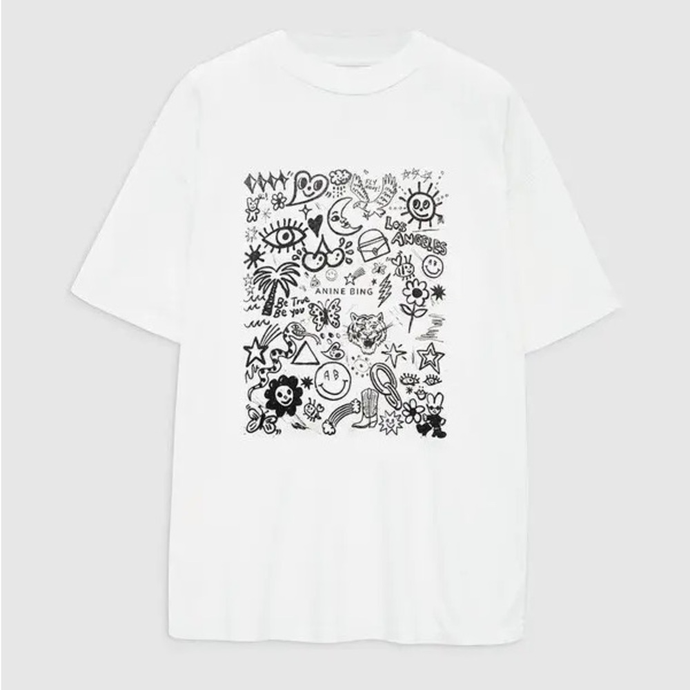 Anine Bing Ashton Tee X Iscolour Doodlewhite